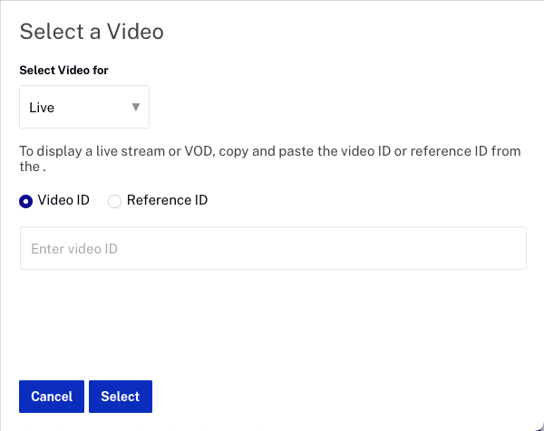 라이브 비디오 참조 ID 선택